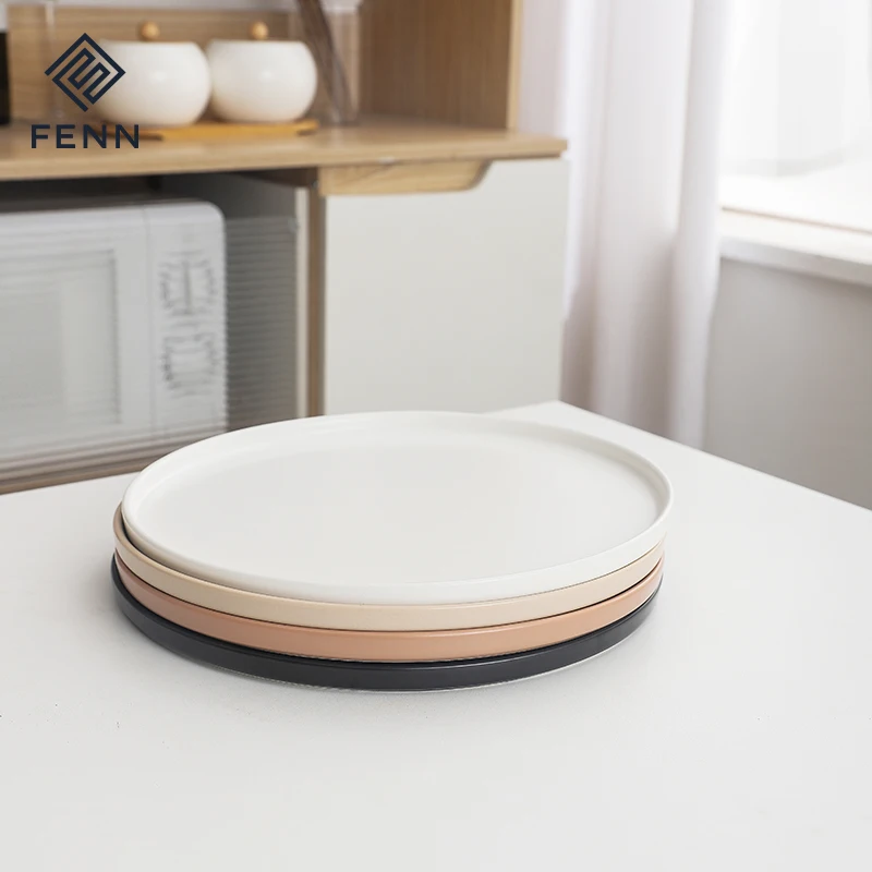 Nordic style wedding plate restaurant glaze matte flat plates dinner casual set of 6 ceramic dinner plate porcelain dishes