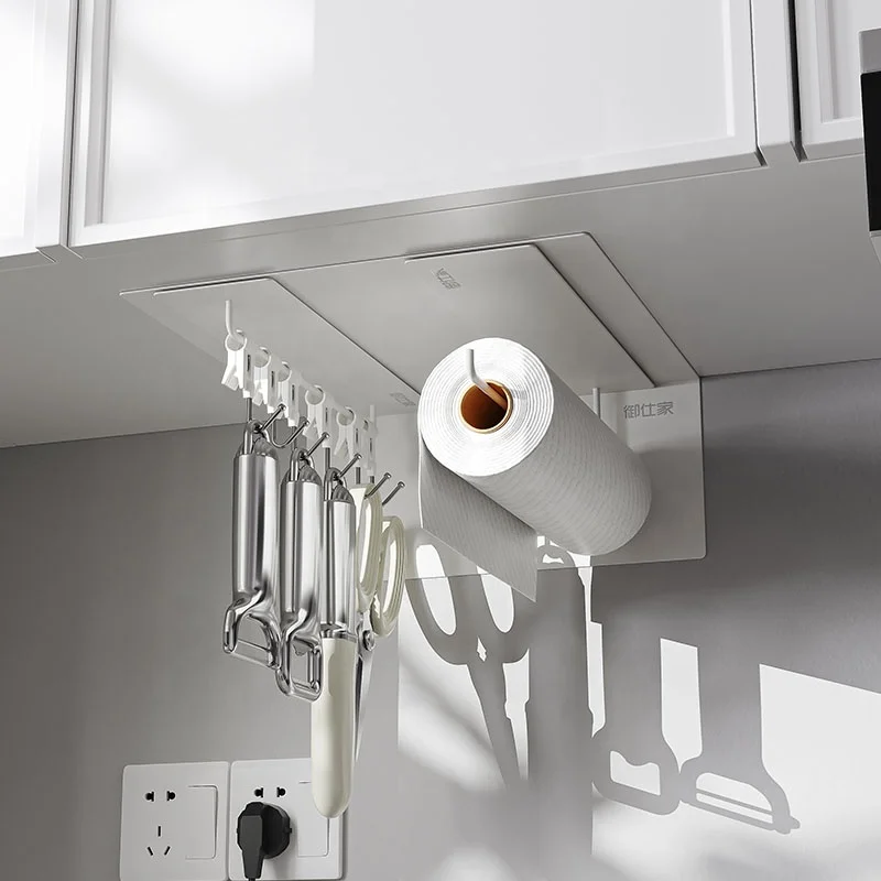 YUSHIJIA NEW DESIGN wall mounted Magnetic kitchen storage paper towel holder under cabinet organizer