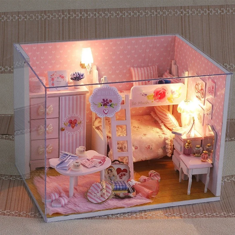 Miniature Dollhouse Kits with Accessories Wooden Toys Play set Best Birthday for Girls Women