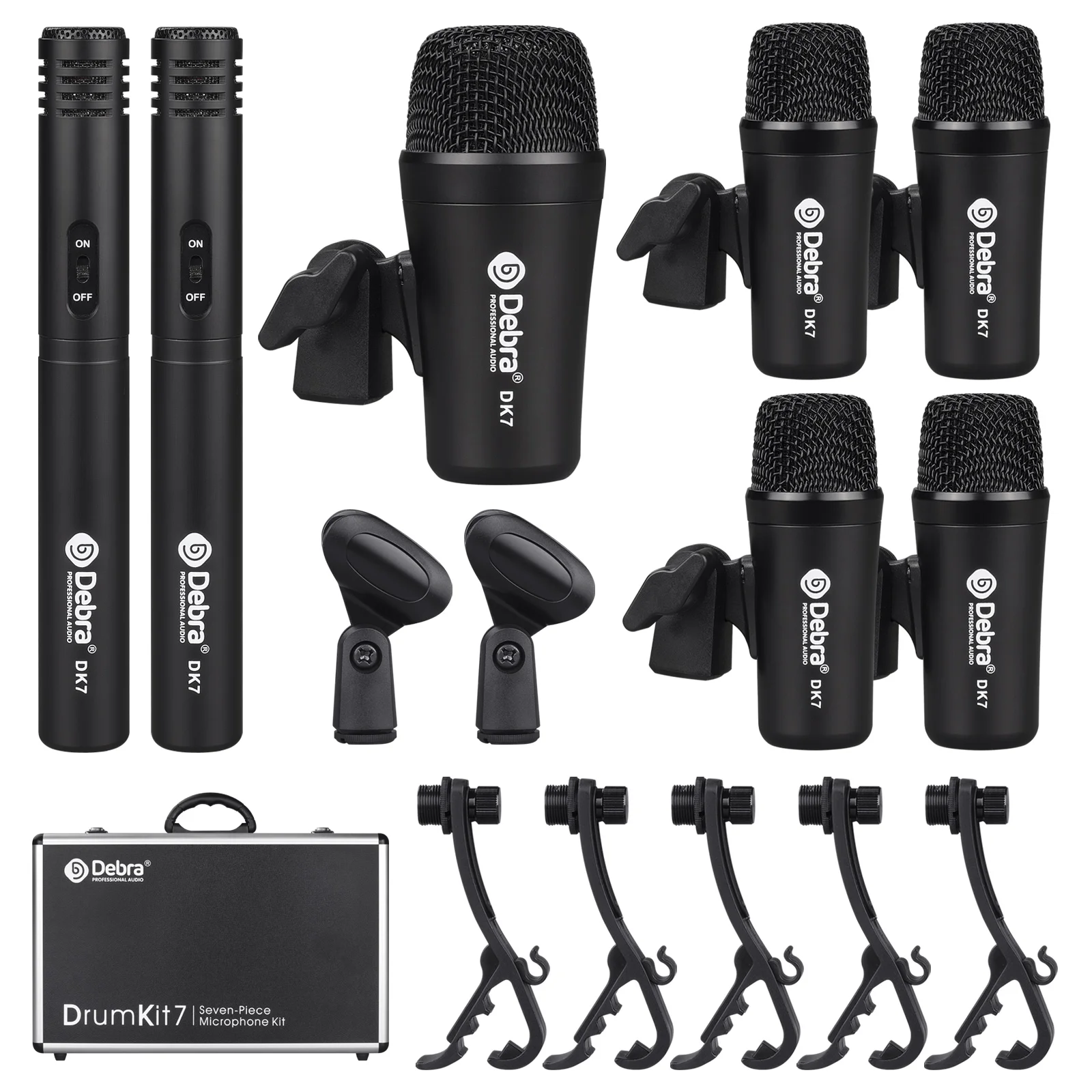 Wired Dynamic Drum Microphone (Whole Metal)- Kick Bass, Tom/Snare & Cymbals Mic Set - Use