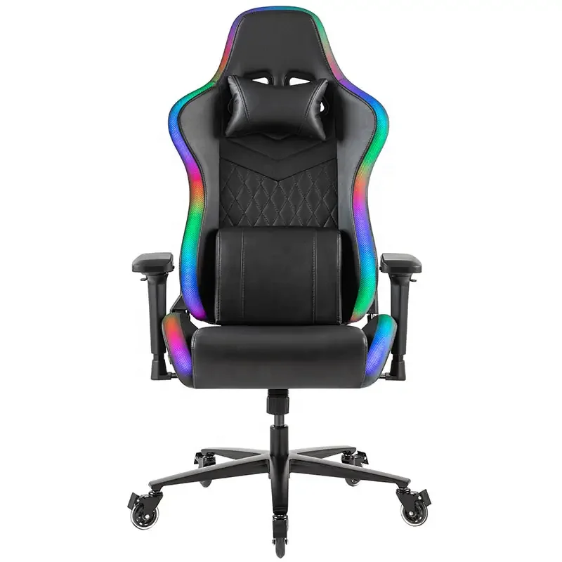 Russia Popular Racing Style Wide Seat 4d Armrests Napa Car PU Leather Chair Sillas Luxury Rgb Gaming Chair with Shining Lights