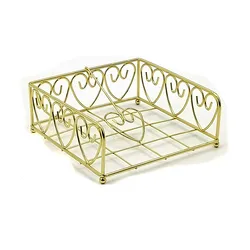 Metal Table Napkin Holder Freestanding Tissue Holder Heart Shape Square Gold Plated Napkin Paper Holder Storage