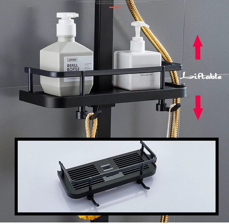 Holmine Multi Function Top Spray Wall Hanging Copper Rose Gold Shower Kit 4 Water Outlet Saving Rainfall Bathroom Shower Set