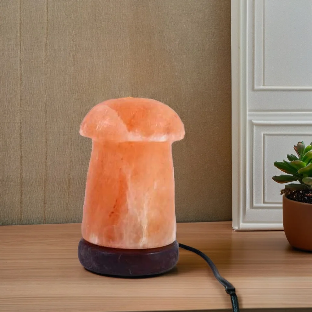 Himalayan Unique Home Decor Mushroom Pink Natural Rock Salt Lamps Table Lamps