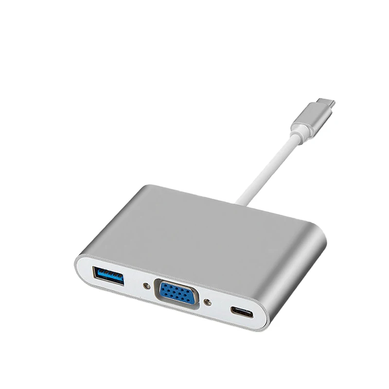 2-in-1/3-in-1HUB Dock USB Input 4K Resolution VGA+HDTV HD Splitter Dock for Video Capture & Recording Compatible with Win