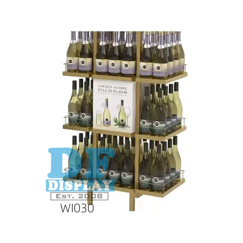 WI016  Customized Retail Store Floor Beer Liquor Bottle Shelf Wine Display Display for Bottles  Display Stand
