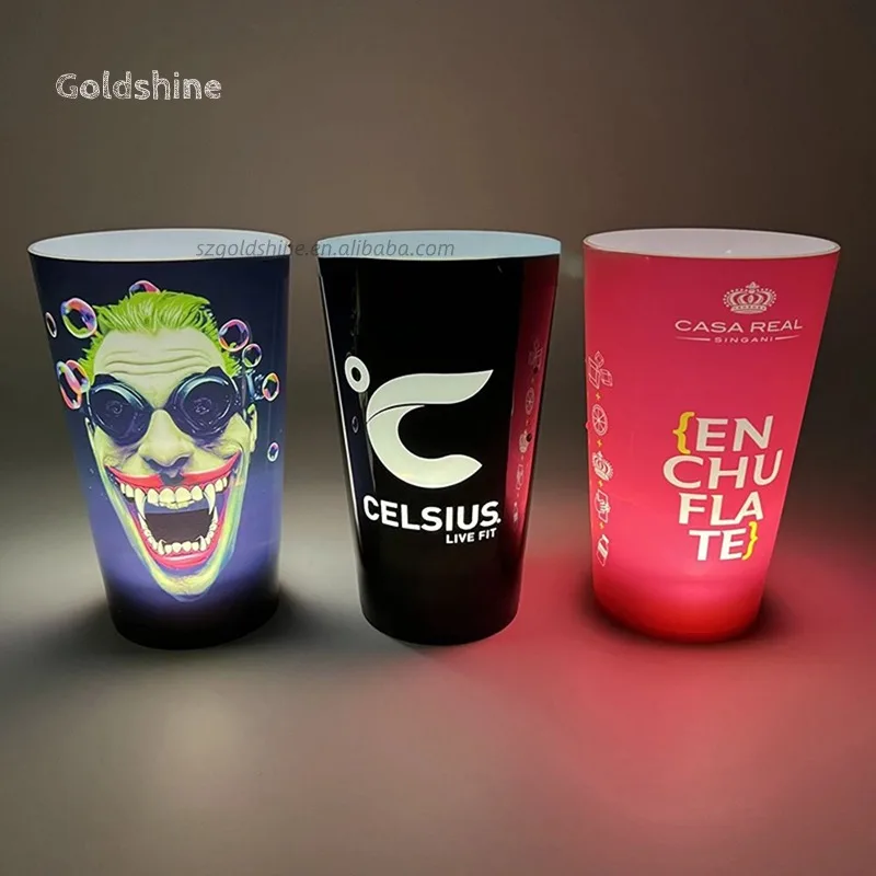 Led Flashing Cup plastic Led Lighting Party Cups 120z 14oz 16oz Multicolor led light up beer wine gin cup