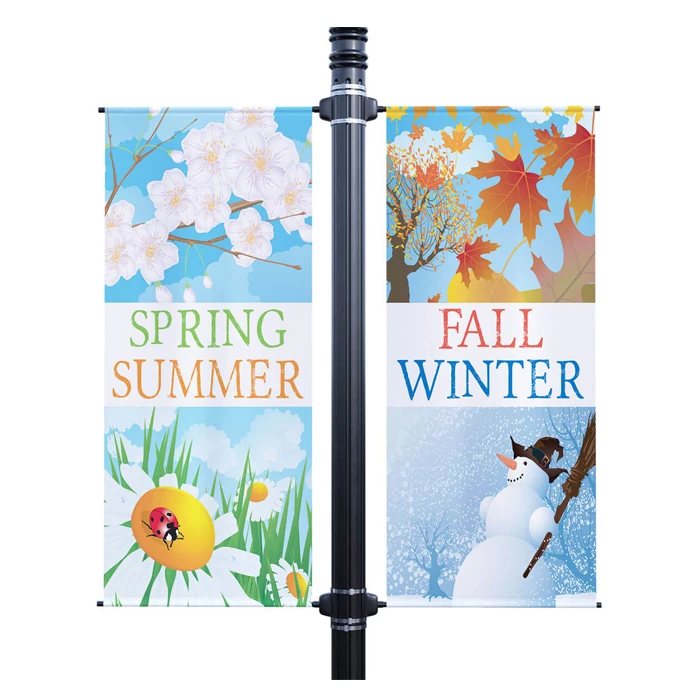 Promotion Custom Printed Logo Outdoor Events Displays Sublimation Campaign Advertising Double Sided PVC Street Light Pole Banner