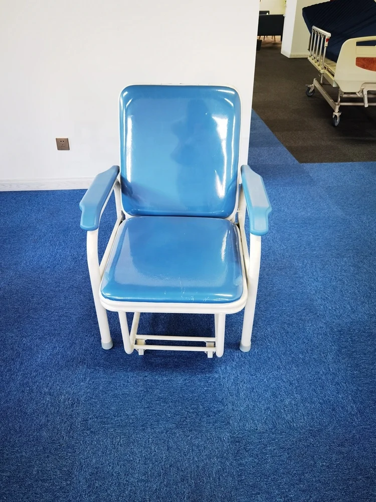 hospital furniture foldable blue color sponge cushion hospital accompany chair