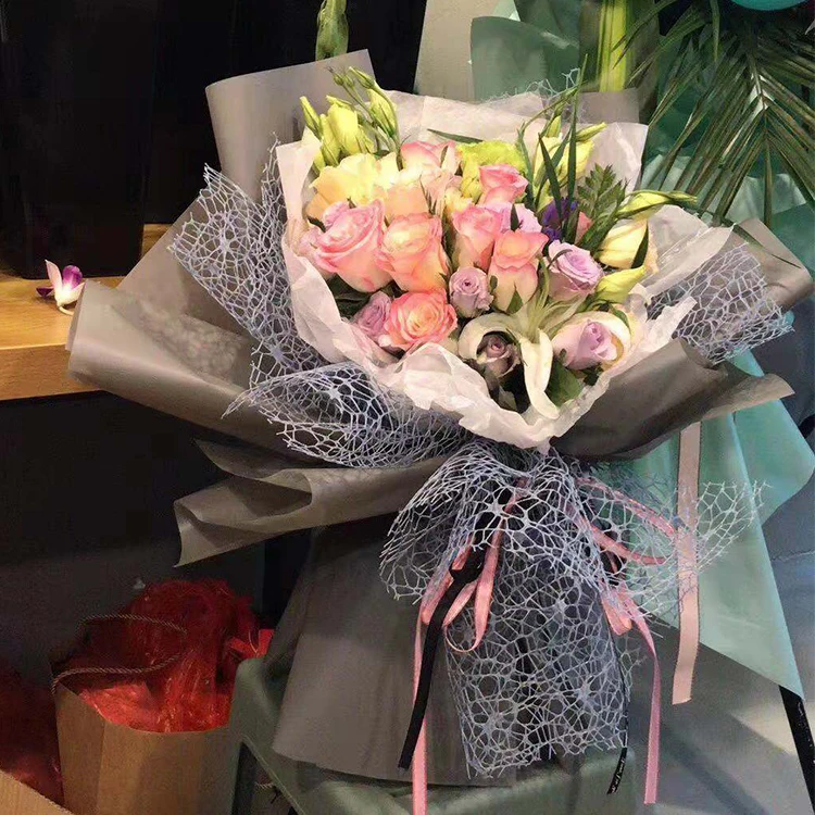 Circle Hollow Polyester Mesh Rolls Wrapping Packaging Colorful Recycle Gift Flower Wrapping Tissue Paper