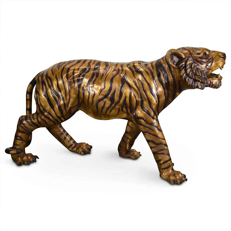Home decoration metal animal sculpture handmade life size bronze brass tiger statues for sale
