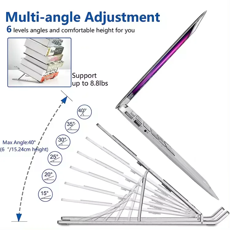 Great Roc Hot Seller OEM Adjustable foldable Laptop Stand  for 15.6 inch Aluminum Notebook Stand Laptop Holder Metal