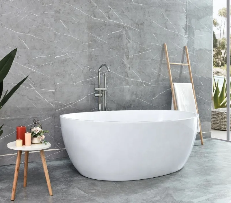 XM 2024 White Freestanding Acrylic Bathtub Modern Design Alone Soaking Whirlpool for Bathroom Hot Sale Bath Tub