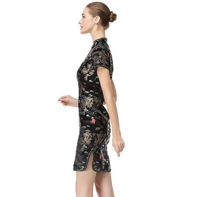 
Hot Sale Chinese Traditional Short Sleeve Cheongsam Qipao Women Dress 