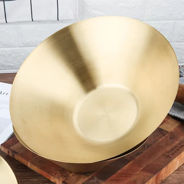Оптовая продажа кухонная многоразовая Золотая миска из нержавеющей стали 304 для салата лапши супа японская рамен ресторана и отеля