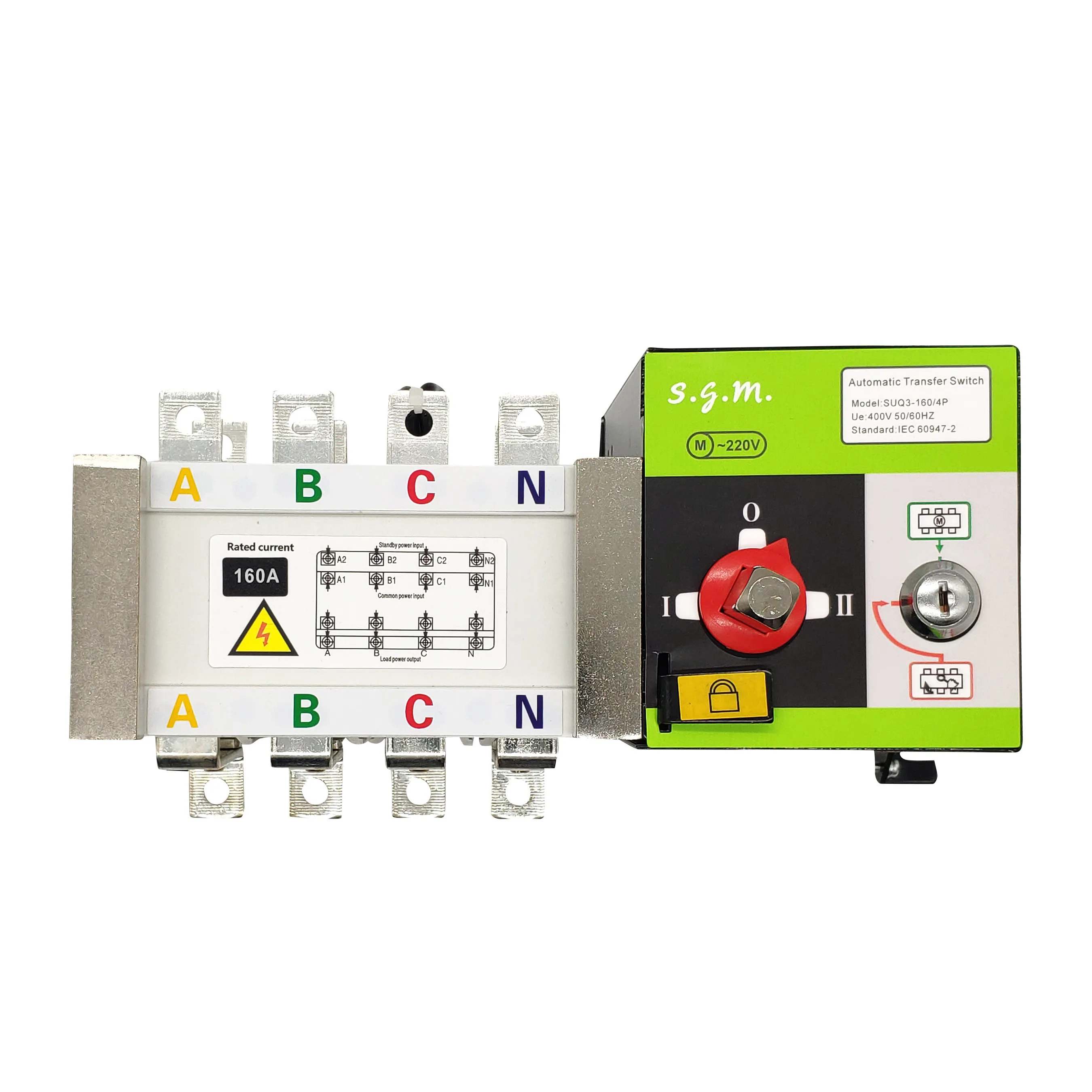 Dual Power ATS 100A 200A  Automatic Transfer Switch 4 Pole Generator Changeover Switch Controller