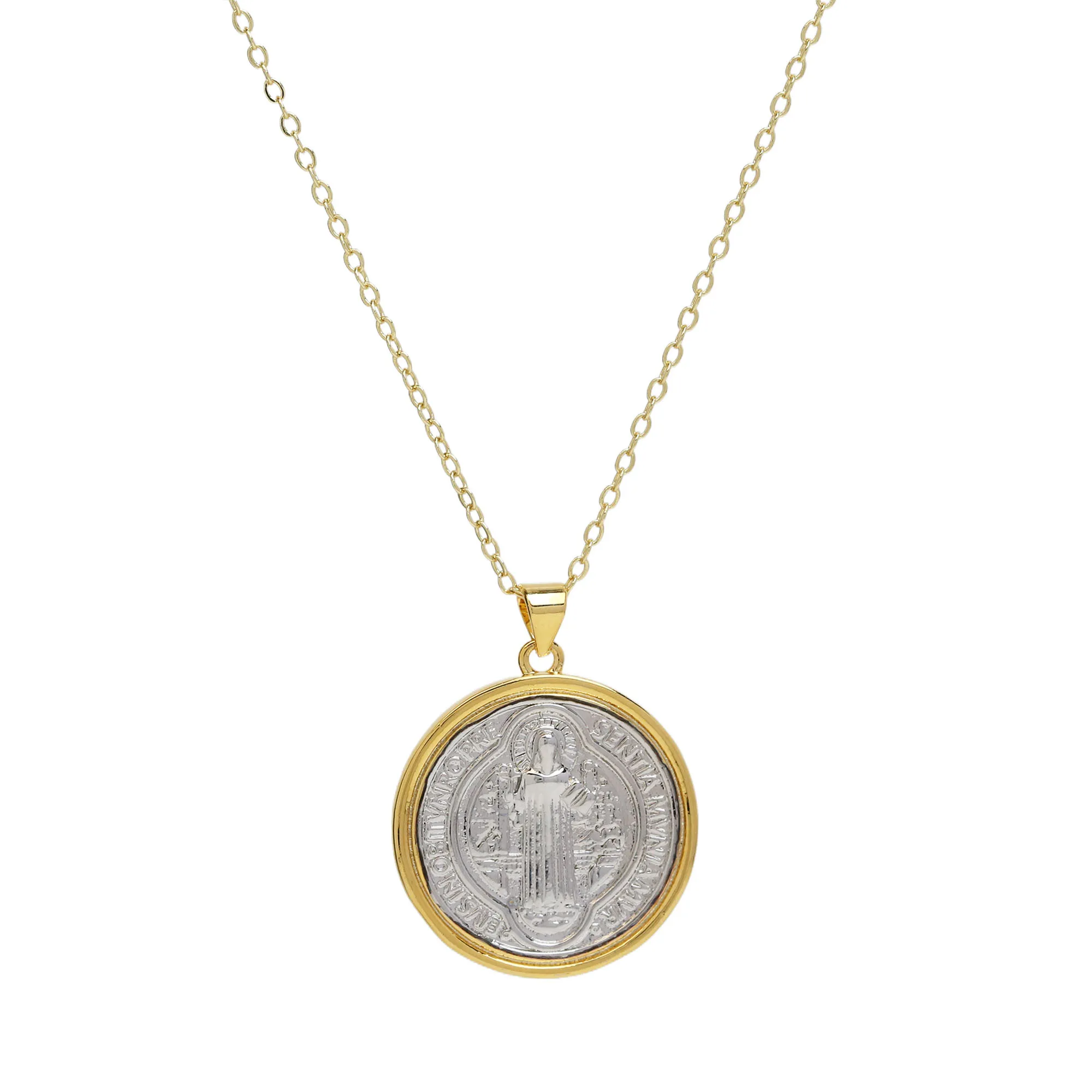18K Real Gold Necklace Jesus Shell Pendant Women Fashion Jewelry 2024 New Christianity Wholesale Gift