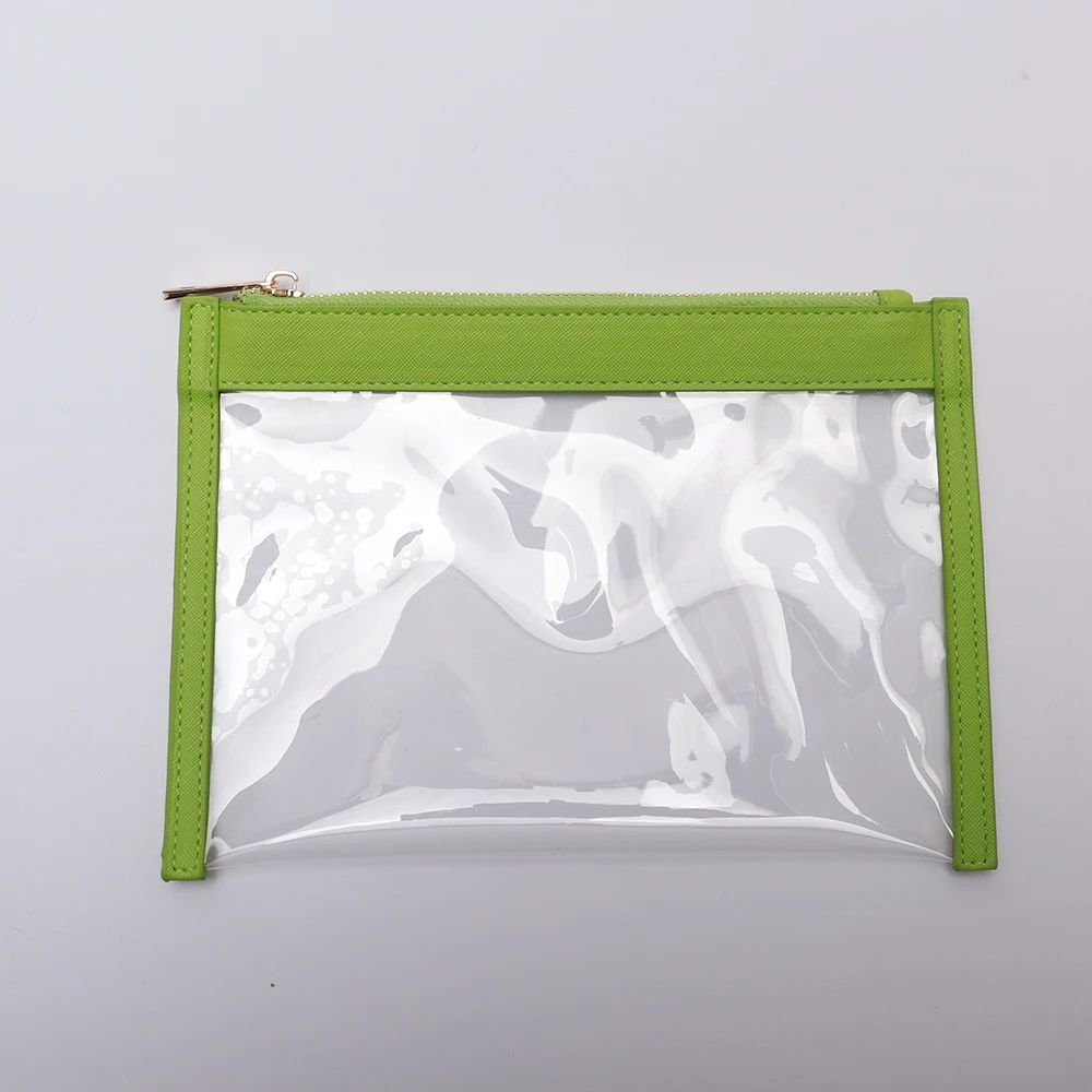 Preppy Patch Letter Cosmetic Toiletry Bag Transparent PVC Zipper Swimming Pool Makeup Bag Daily Use Clutch Purse