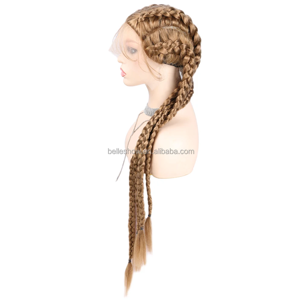 Braided Lace Front Wig African Glueless Women Tresse Cornrow Synthetic Lace Braided Wig Baby Hair For Black Women Box Braids Wig