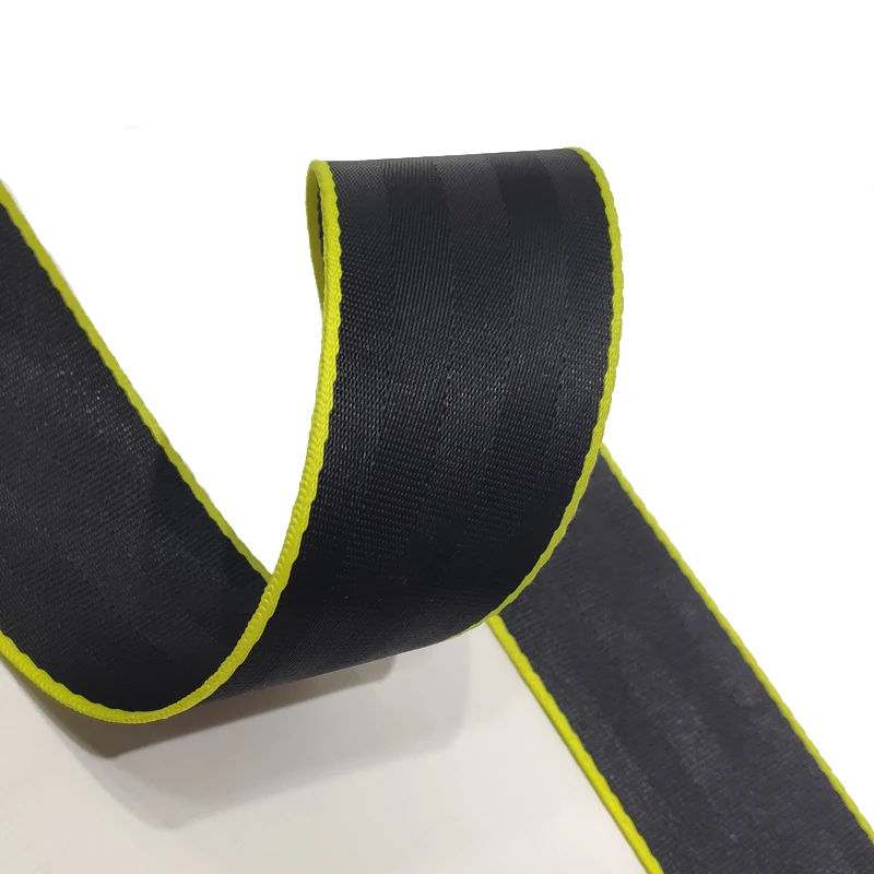 Custom Nylon 47.5mm Seat Belt Thickened Car Safety Belt Webbing Black/light yellow Give Free for Stock Webbing