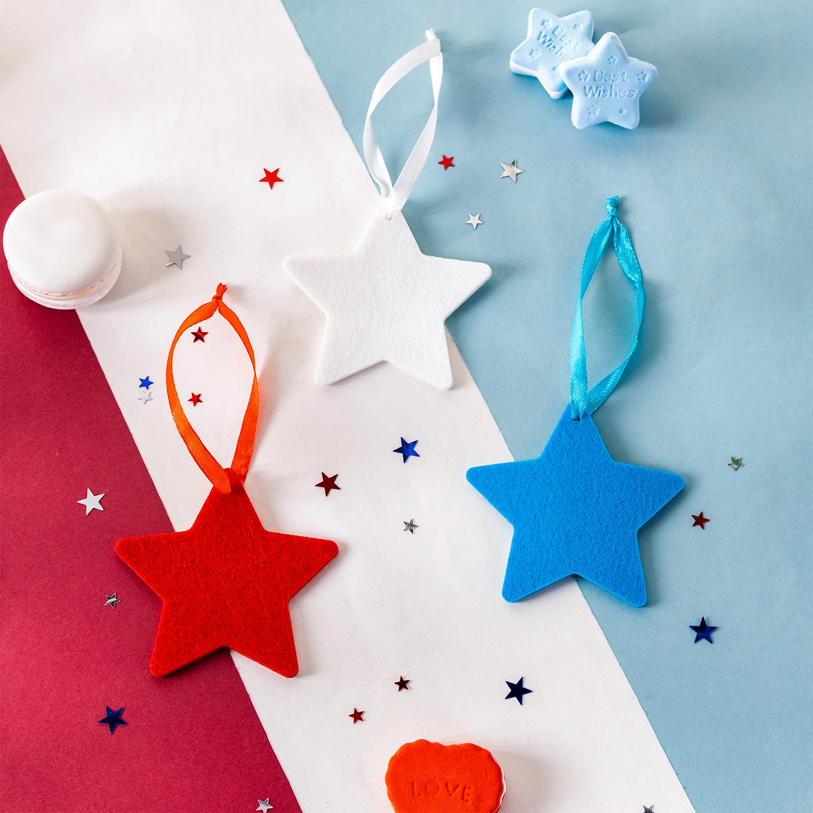 Wholesale 3 PCS Star Independence Day Theme Felt Star Pendant Party Decoration set for Party Decoration