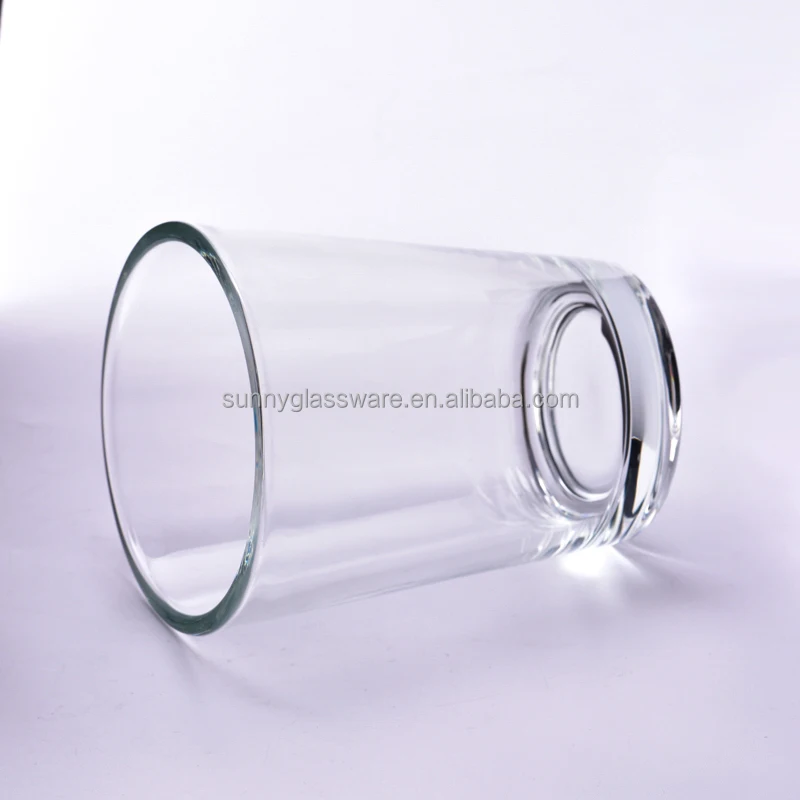 Wholesale 500ml V shape glass candle holder for home deco popular 14oz filled wax V shape glass candle jars