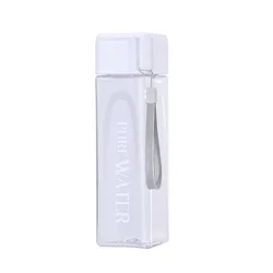 New Plastic Square Water bottle 480ml Water Bottles with Rope Transparent or Frosted Sport Milk Fruit Water Cup