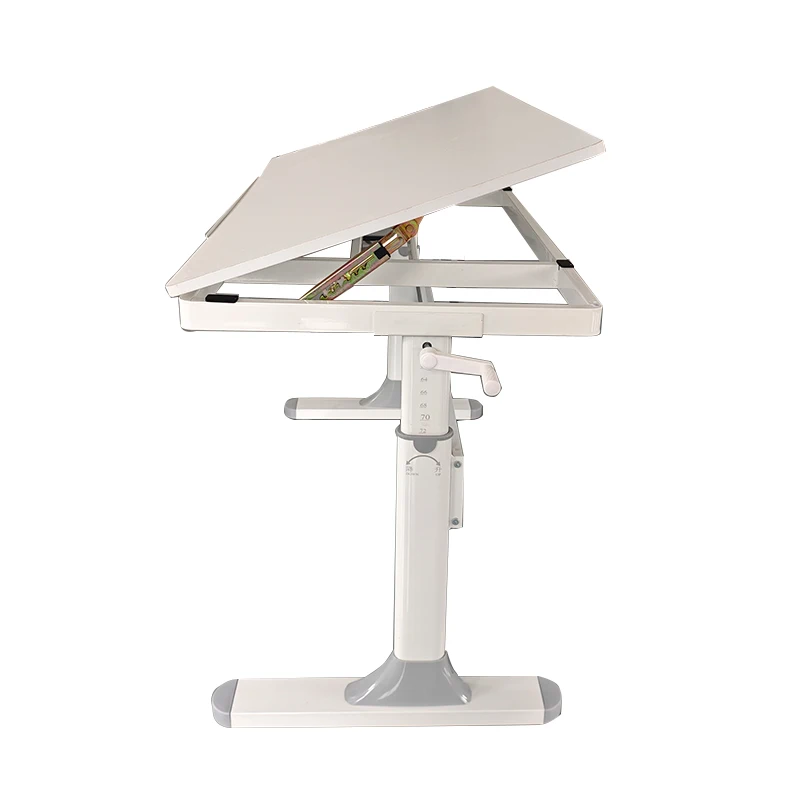 A multifunctional office desk with adjustable height and tilting angle for studying and studying