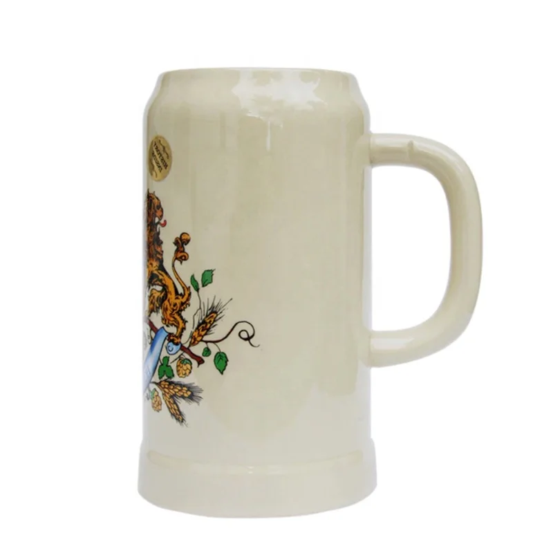 Classical white ceramic beer mug customized 500ml-1000ml beer steins