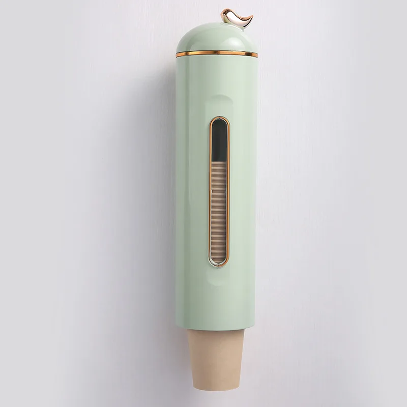 Disposable Water Paper Cup Extractor Holder Dust Proof Wall Mount Cup Dispenser with Storage Box Cup Picker