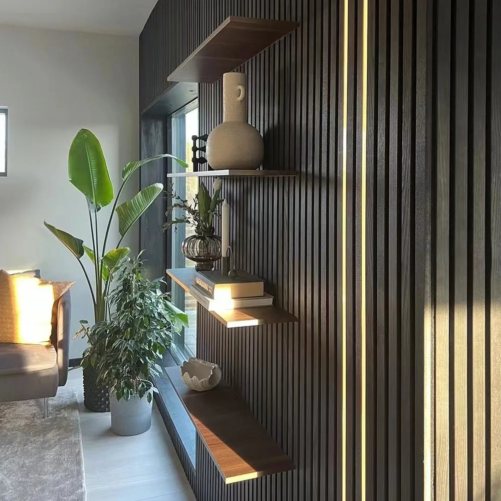 customized free samples wood and polyester acoustic sound absorbing decorative slatted wood wall panels