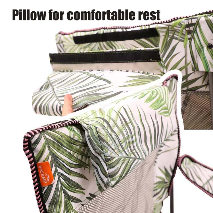 HOMFUL Foldable Oxford High Back Steel Lying Chair Outdoor Portable Folding Camping Chair