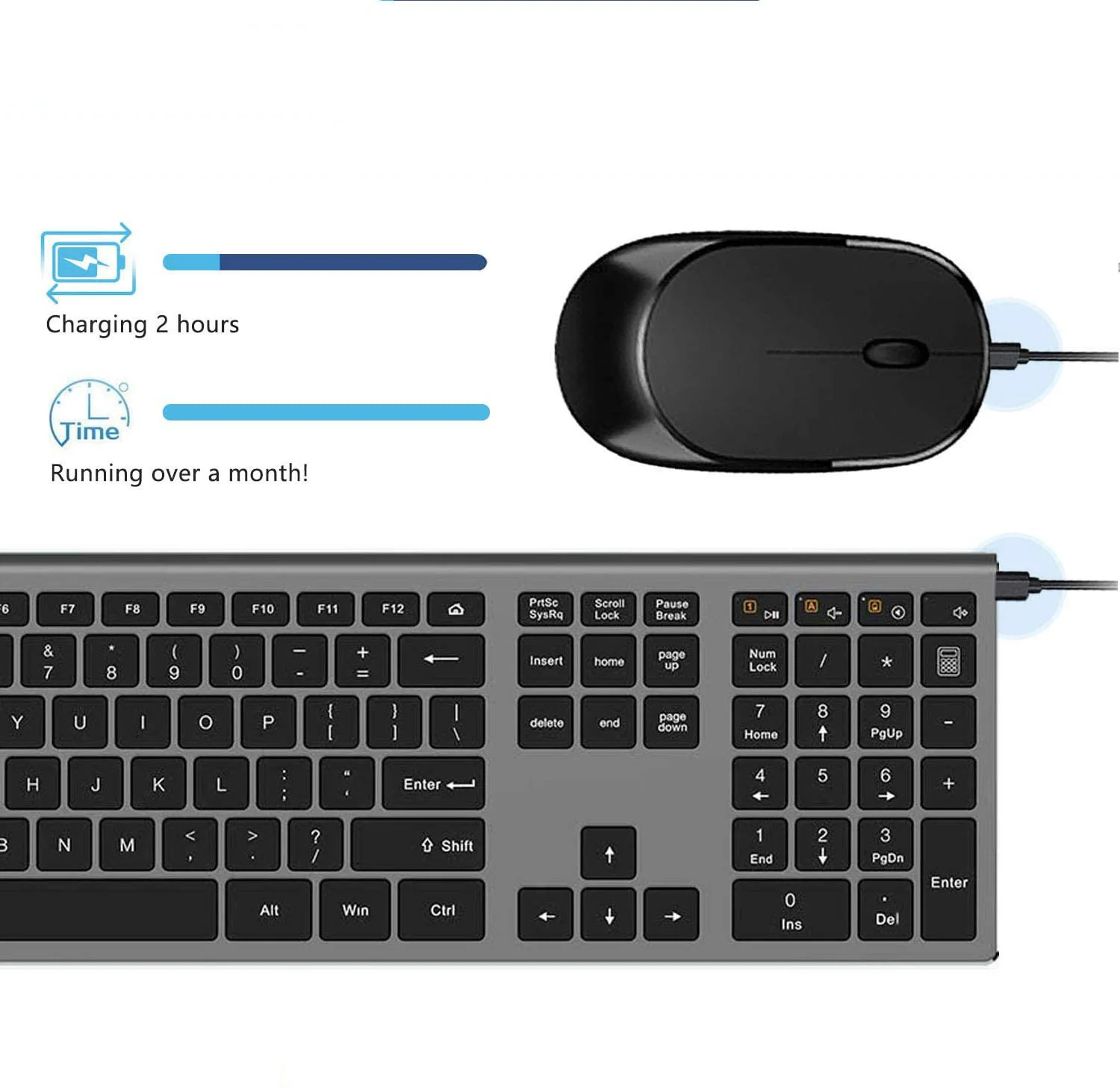 109 клавиш 2,4g мини-ноутбук Тихая беспроводная мышь клавиатура