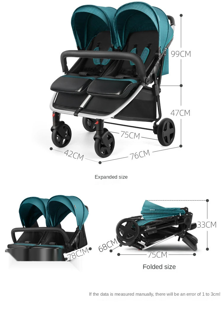 2021 Best Selling Child OEM Folding Good Baby Double Stroller Twins Baby Carriage