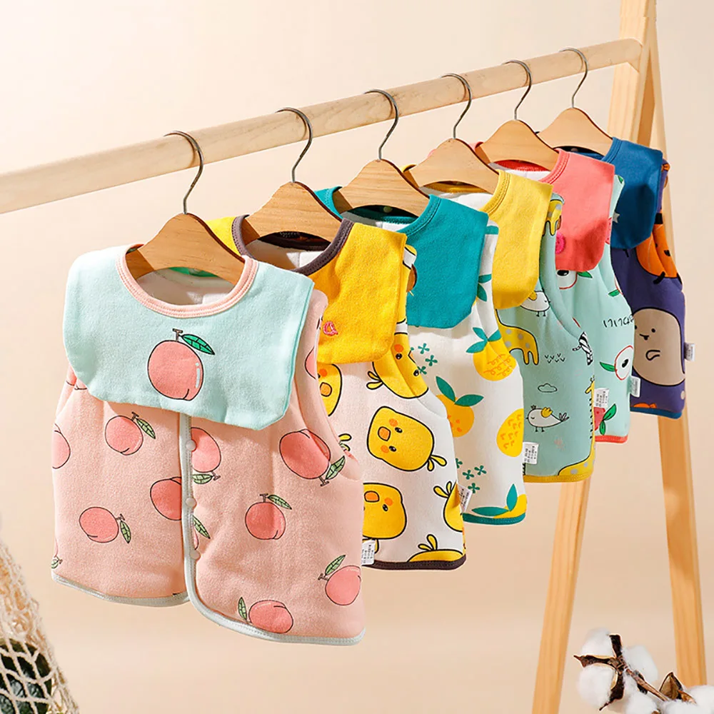 
Newest Baby Cute Cartoon Vest Winter Thick Toddler Waistcoats Girls Vests Boys Coat Outerwear 