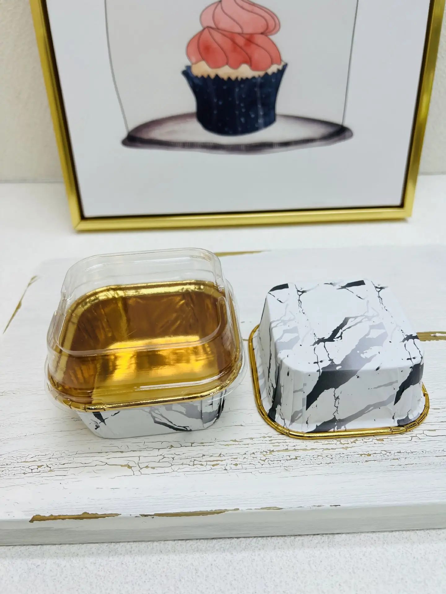 Marble Series Square Baking paper cups-disposable Baking cupcake Dessert Cups Cake Baking supplies for Party  Wedding  Birthday