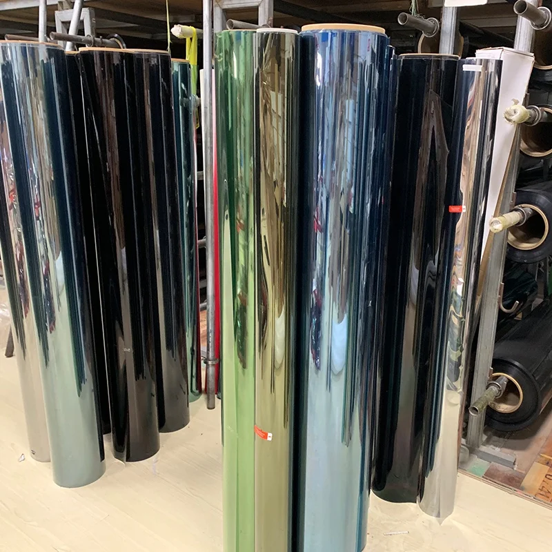 Popular selling heat resistant metallic reflective foil glass brown silver  window building tinted film for glass protection