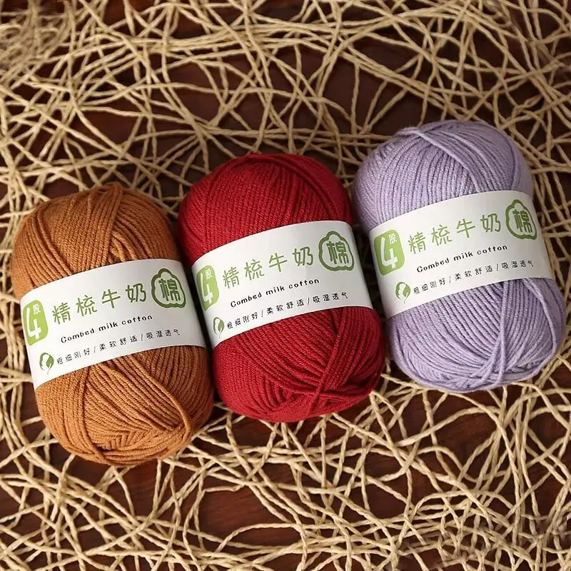 Crochet yarn with 4 strands of milk baby cotton in high tenacity design 60%Cotton 40%