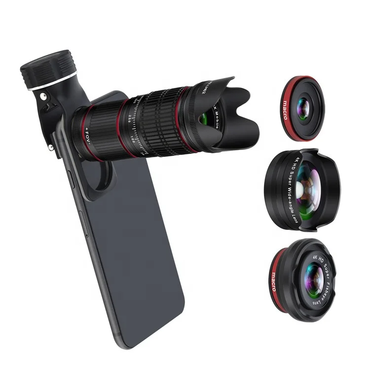 
Aipaxal Hot Sales Universal Clip-on 5 in 1 4K HD 12.8x Telephoto Telescope Mobile Phone Camera Lens for iPhone 