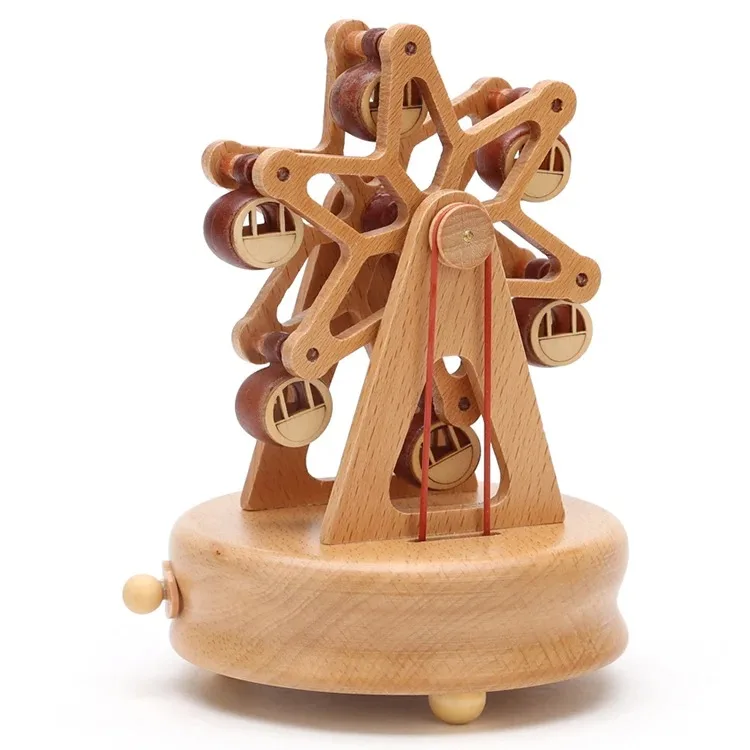 Customizable Ferris Wheel Music Wooden Hand-cranked Music Box For Couple Gifts