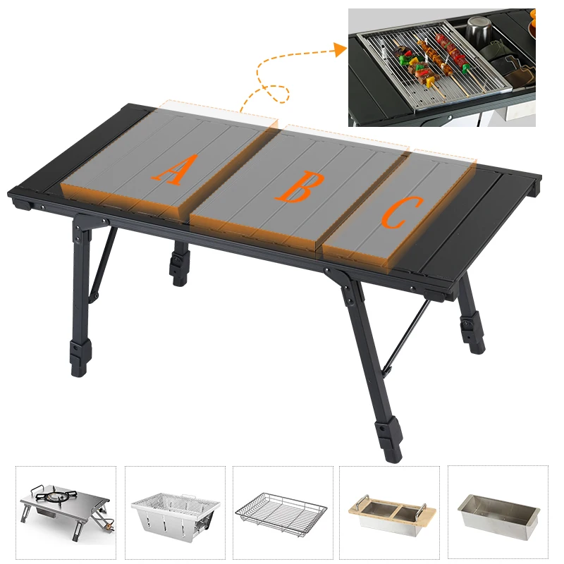 Factory Cheap Outdoor Garden Multifunctional Detachable Bbq Cooking IGT Camping Kitchen Table
