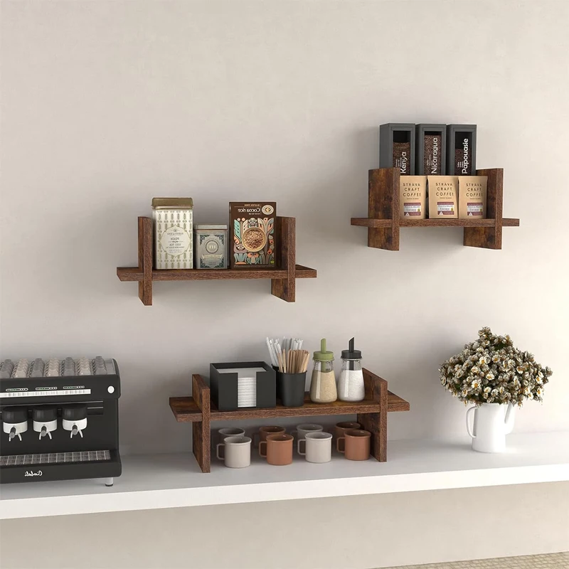 Set of 3, Hanging Storage Shelf Small Book Shelf Bookcases for Living Room, Kitchen, Bedroom,Bathroom Floating Wall Shelves