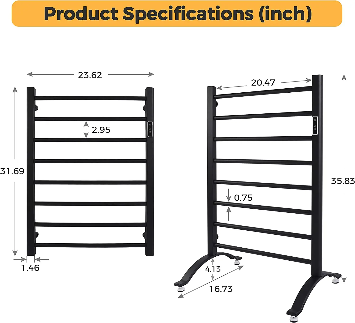 8 Bars Towel Warmer Freestanding Towel Heater Heated Towel Racks for Bathroom