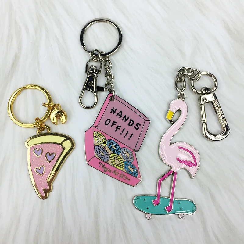 Custom shaped metal nickel plated enamel glitter colorful filled kawaii horse unicorn keychain