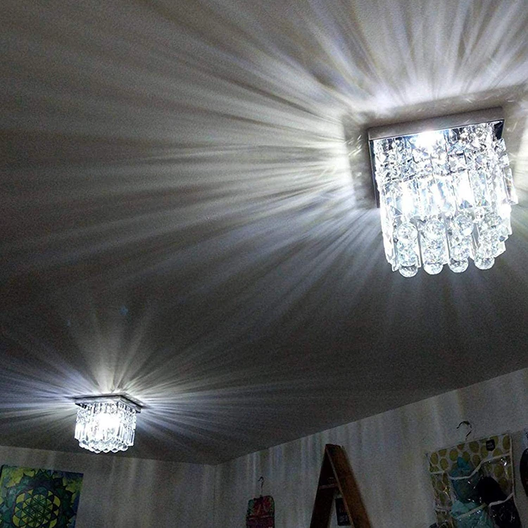 New Design Modern Contemporary square rain drop clear bathroom prism crystal chandelier ceilling light lamp