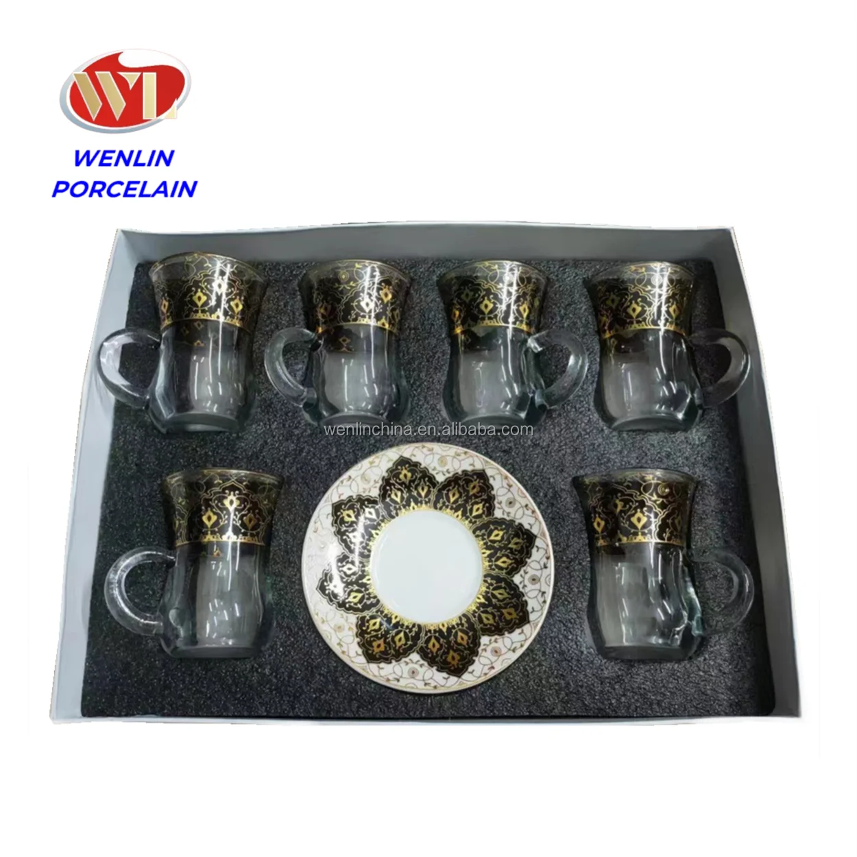 12 Pcs Glass Tea Cup Arabic Turkish Style  Coffee Set Factory Wholesale Low Price Customized Latest Design