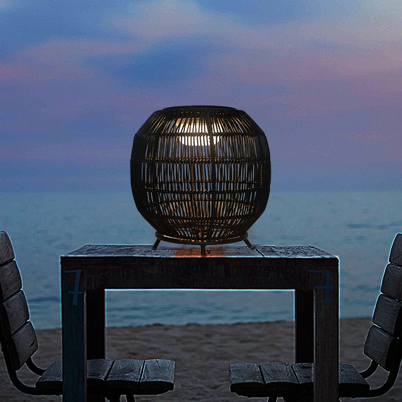 Outdoor garden lantern rechargeable led solar portable woven camping lamps