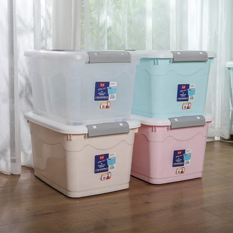 Furniture storage High quality material Large Laundry Clothes Transparent Plastic Storage Boxes for Household