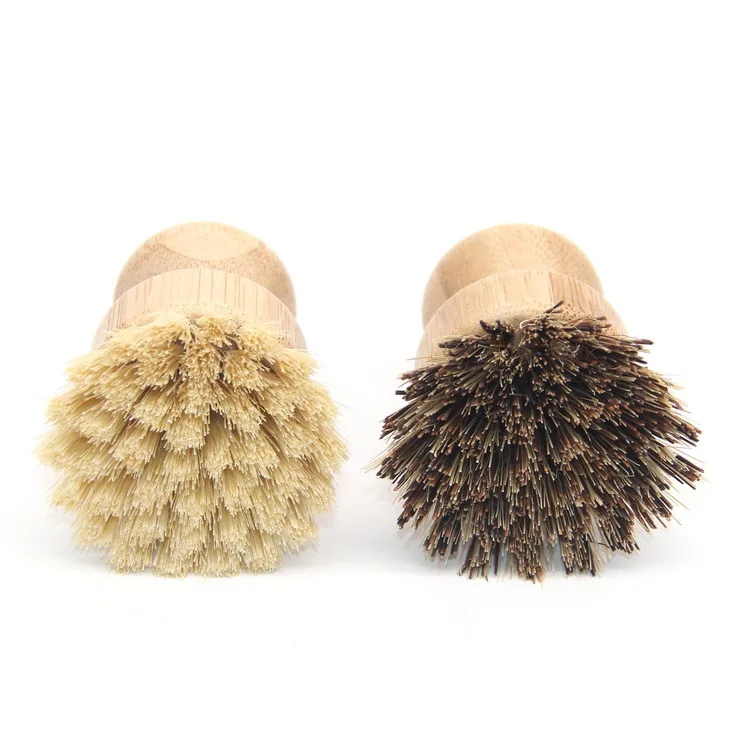
nature eco friendly palm dish brush professional tampico fiber bowl cleaning bamboo or beech wood brush 