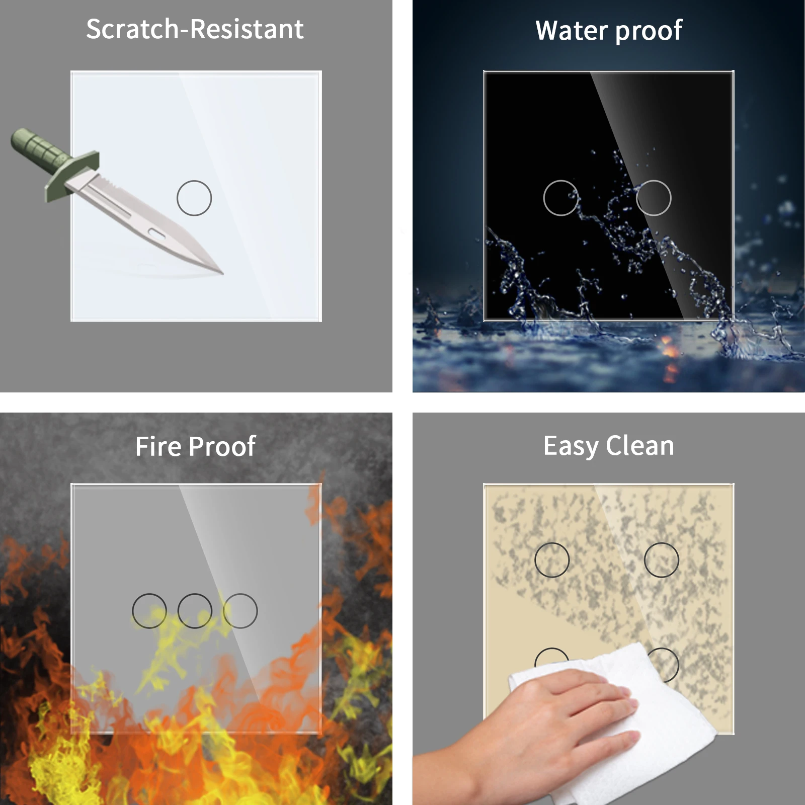 Bingelec Home Automation Europe 1 Gang Wifi Remote Control Wall Touch Light Zigbee Tuya Smart Switch